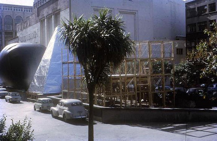 <p>Clive Bartleet, <em>Three Situations, Bledisloe Place</em>, 1971, black and white photograph on paper transferred to digital file, original in Jim Allen Archive, E H McCormick Research Library, Auckland Art Gallery Toi o Tāmaki, gift of Jim Allen, 2012</p>
