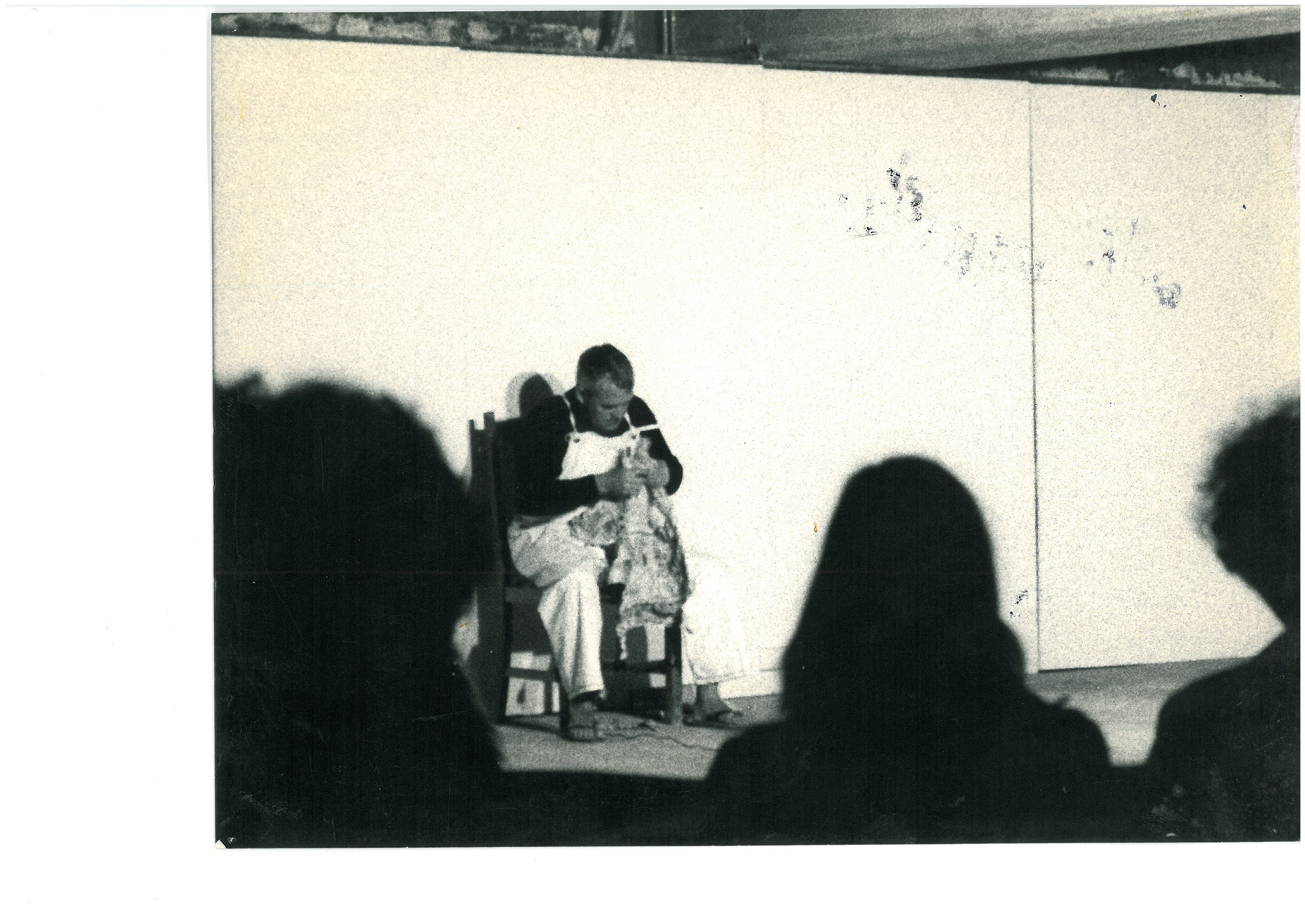 <p>Unknown photographer,&nbsp;<em>Jim Allen,&nbsp;Newspaper Piece, Experimental Art Foundation, Adelaide</em>, 1976, black and white photograph on paper, transferred to digital file, original in Jim Allen Archive, E H McCormick Research Library, Auckland Art Gallery Toi o Tāmaki, gift of Jim Allen, 2012</p>
