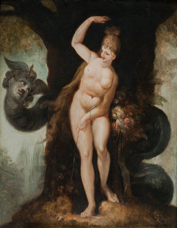 <p><strong>Henry Fuseli</strong><br />
<em>The Serpent tempting Eve (Satan&#39;s first address to Eve)</em>&nbsp;1802<br />
Auckland Art Gallery Toi o Tāmaki&nbsp;<br />
Gift of Sir George Grey, 1887</p>
