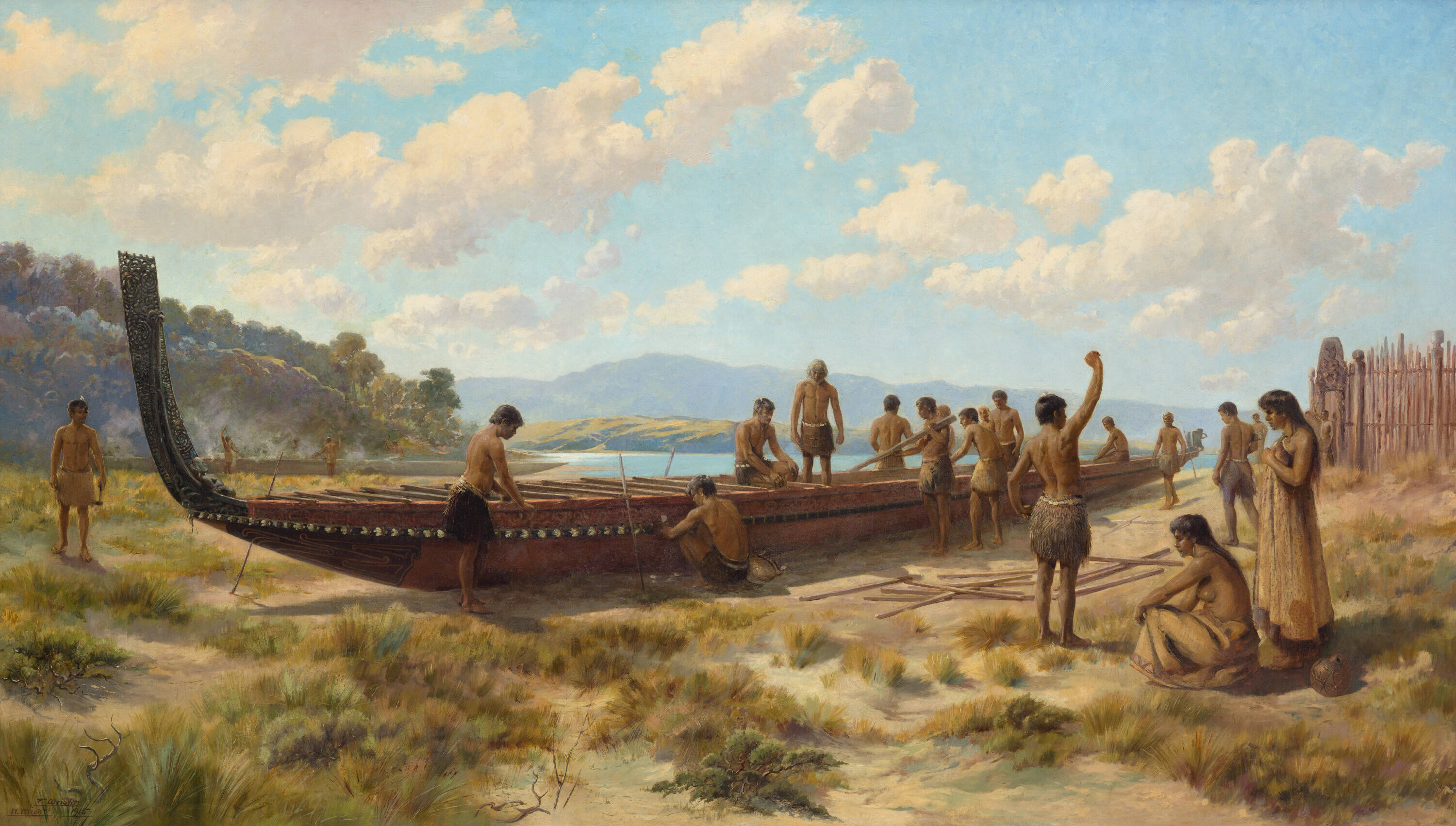 <p>Image credit</p>

<p><strong>Frank Wright,&nbsp;Walter Wright</strong>, <em>The Canoe Builders</em>, 1915, oil on canvas,&nbsp;Auckland Art Gallery Toi o Tāmaki, gift of Mr C J Parr, 1915.</p>
