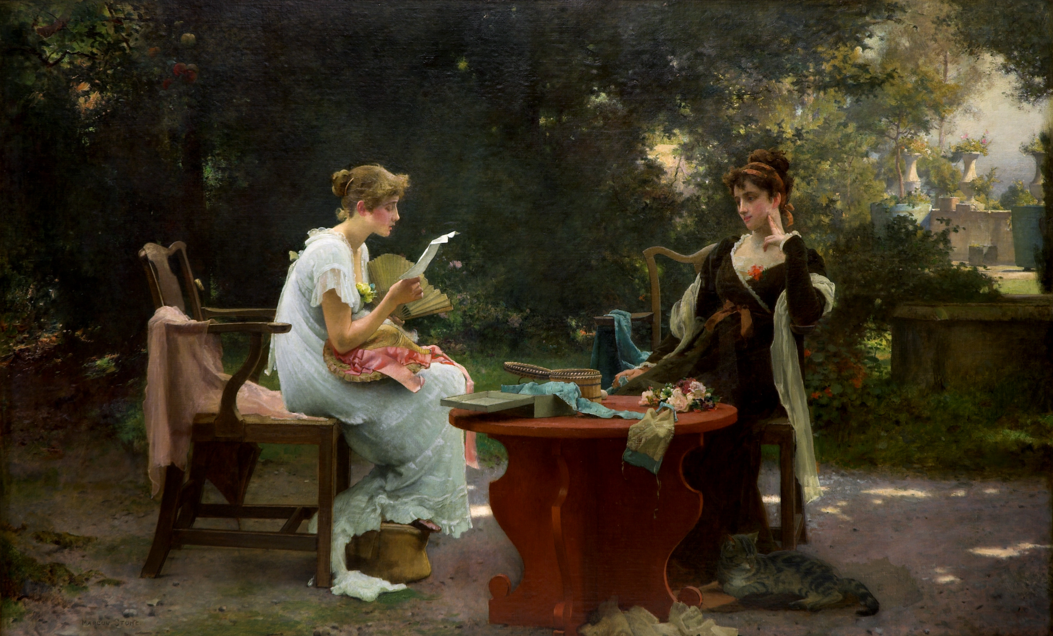 <p><strong>Marcus Stone,</strong> <em>Her First Love Letter,</em> 1889, oil on canvas. Auckland Art Gallery, gift of Moss Davis, 1930</p>