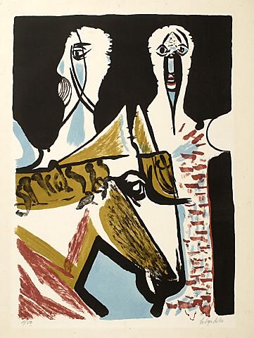 <p><strong>Robert Colquhoun</strong><br />
<em>Two Masked Figures and Horse&nbsp;</em>1949<br />
Auckland Art Gallery Toi o Tāmaki<br />
gift of Mr Rex Nan-Kivell, 1953</p>