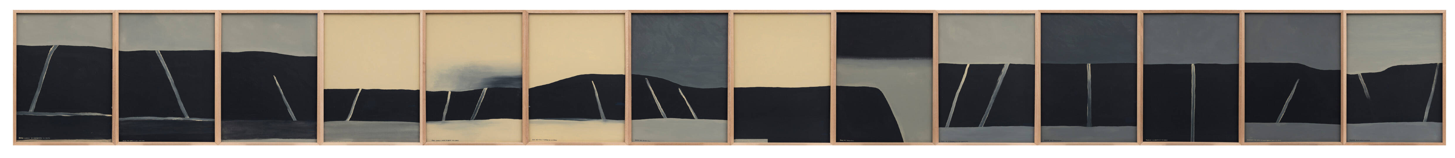 <p>Colin McCahon,&nbsp;<em>The Fourteen Stations of the Cross</em>, 1966, synthetic polymer paint on 14 sheets of paper on cardboard, Auckland Art Gallery Toi o Tāmaki, gift of the artist, 1981</p>
