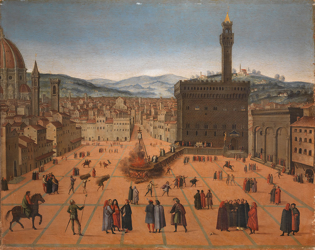 <p>Florentine Painter after Francesco Rosselli <br />
<em>The Execution of Savonarola and Two Companions at Piazza della Signoria</em> 16th–17th century <br />
Galleria Corsini, Florence</p>