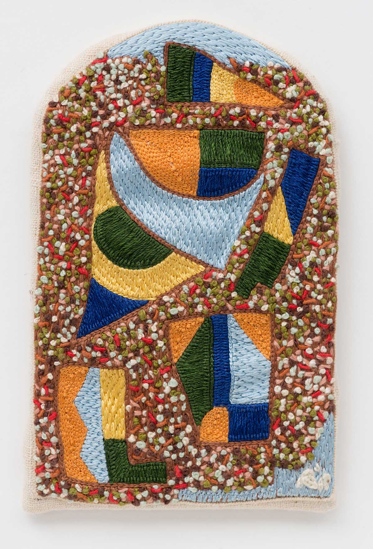 <p><strong>Areez Katki,&nbsp;</strong><em>Portal (Seuil de Tanger),&nbsp;</em>2019, cotton thread hand embroidery applied over hand-woven cotton textile</p>