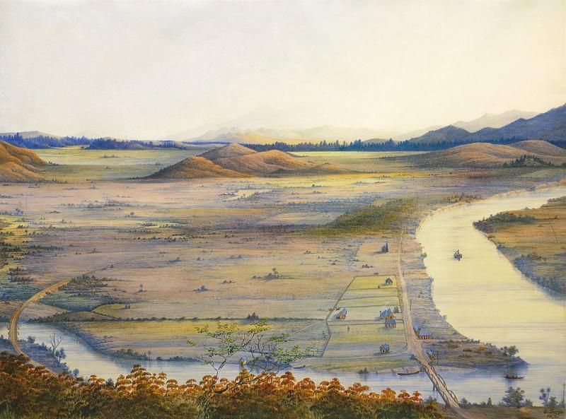 <p><strong>Image credit</strong></p>

<p>Alfred Sharpe, <em>View of Taupiri Village and Plain from the Top of Little Taupiri Hill. Sunset</em>, 1876, watercolour painting, paper manuscript, Auckland Art Gallery Toi o Tāmaki, gift of the Rev Charles Palmer, 1951</p>
