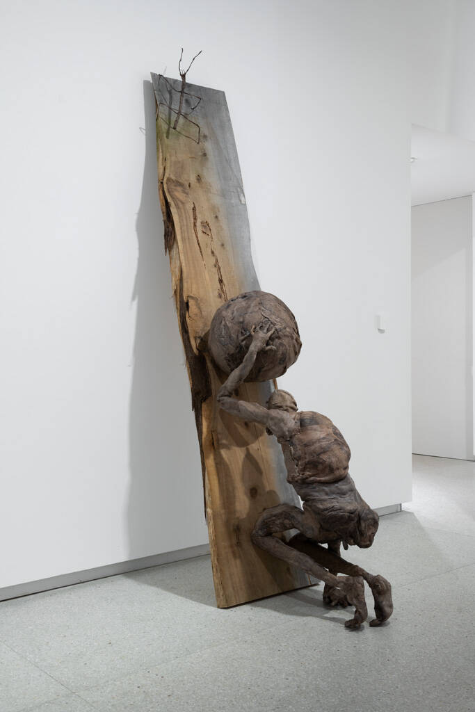 <p>Francis Upritchard,&nbsp;<em>Sisyphus</em>, 2021 (installation view), balata rubber and wood, Auckland Art Gallery Toi o Tāmaki, gift of the Patrons of the Auckland Art Gallery, 2023</p>
