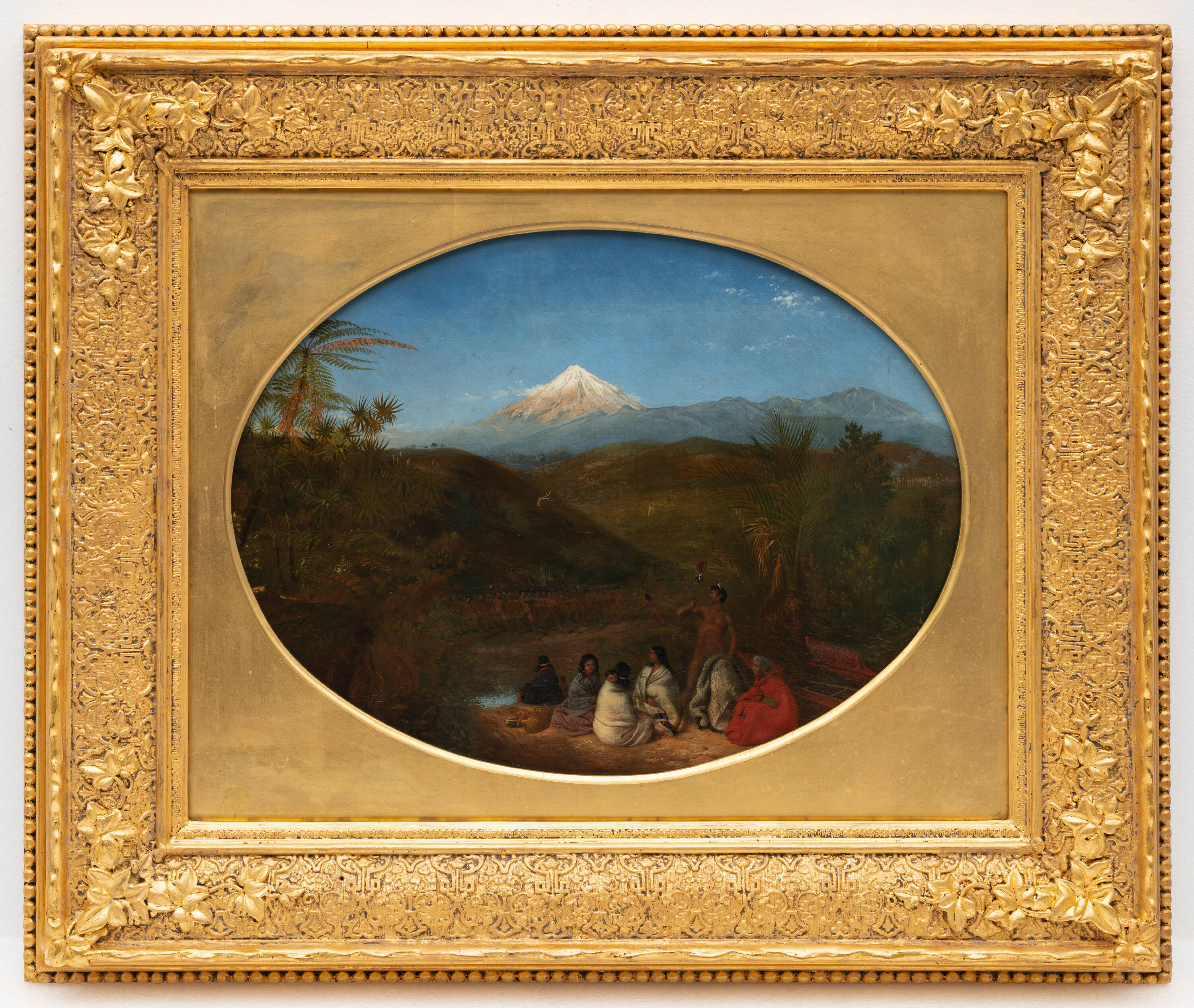 <p><strong>William Strutt<em> </em></strong><em>War Dance at Taranaki, New Zealand, Mount Egmont, in the distance</em> exhibited 1857, oil on canvas, Auckland Art Gallery Toi o Tāmaki, purchased with assistance from Andrew and Jenny Smith, the Lyndsay Garland Trust, Graeme Maunsell Trust, Dr Ian Wilson bequest and R H Berryman bequest, 2023.&nbsp;</p>
