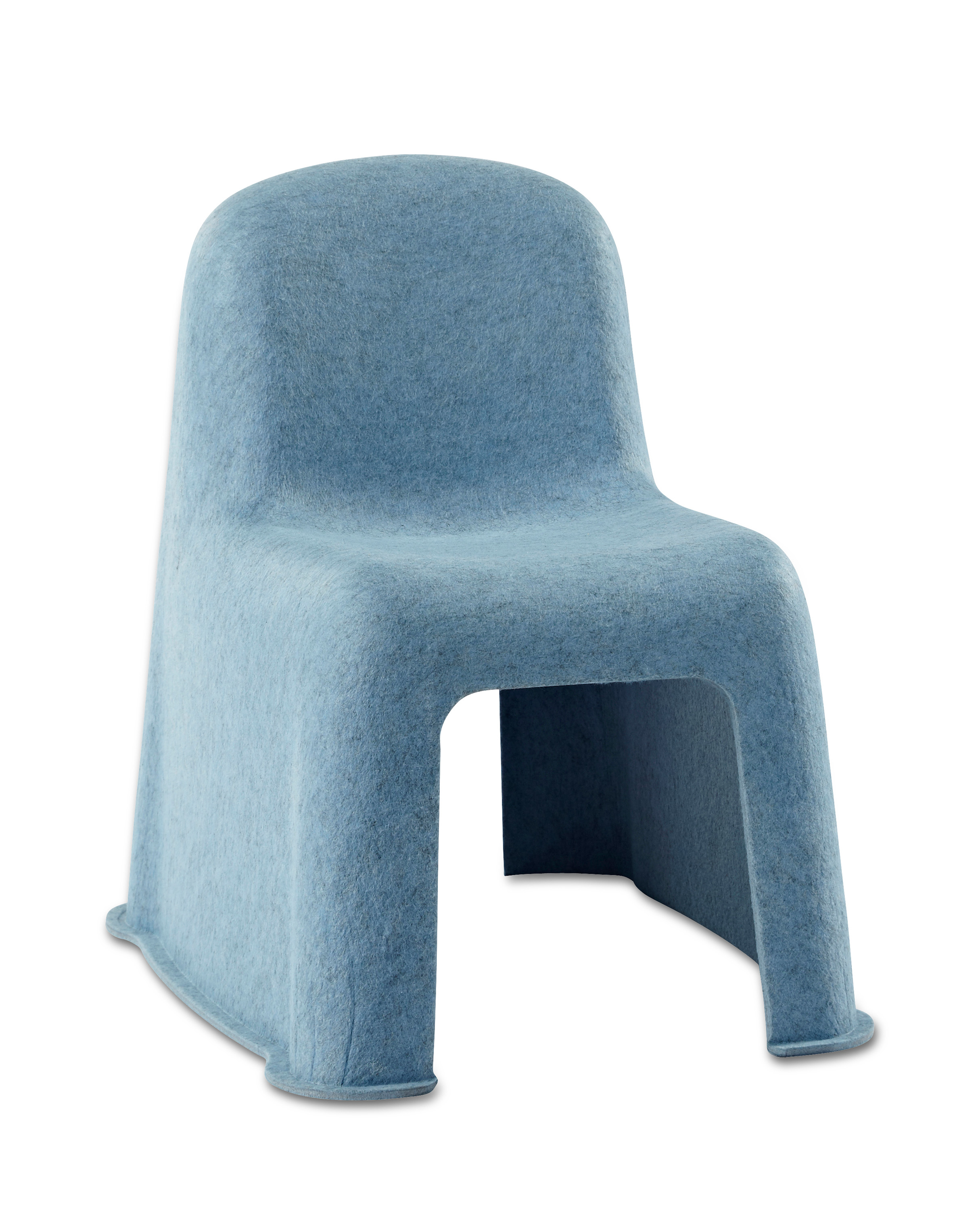 <p>Komplot Design (born 1953)<br />
Poul Christiansen (born 1947)<br />
Manufactured by HAY (est 2002)</p>

<p><em>Little NOBODY</em></p>

<p>2007 (designed)<br />
PET felt, polymer fibre, recycled material from plastic bottles</p>

<p>Deceptively simple in its appearance, the <em>Little NOBODY</em> is an innovative re-vision of a chair&rsquo;s construction. The first industrially produced chair ever to be made out of solely textile construction, the <em>Little NOBODY</em> chair is also radical in that it is entirely made out of recycled plastic water bottles that have been converted into PET felt. Moulded in a single piece in a thermos-pressing process, the <em>Little NOBODY</em> has no frame and its construction requires neither glues, resins, screws nor reinforcements.</p>