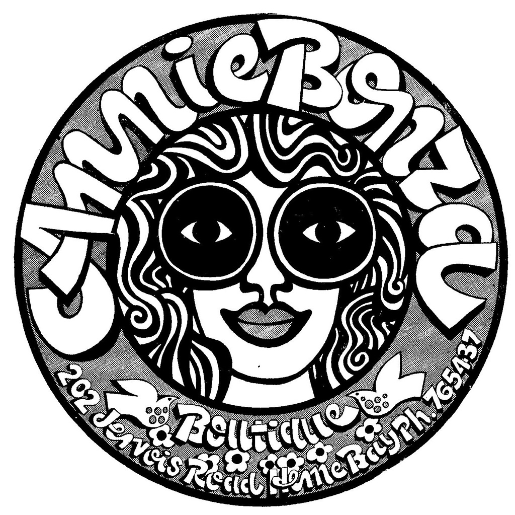 <p>Artist Murray Grimsdale created a whole range of graphics for Annie Bonza&rsquo;s boutiques. This sticker was for Boutique 202, which opened in 1967. Image courtesy of Annie Bonza</p>