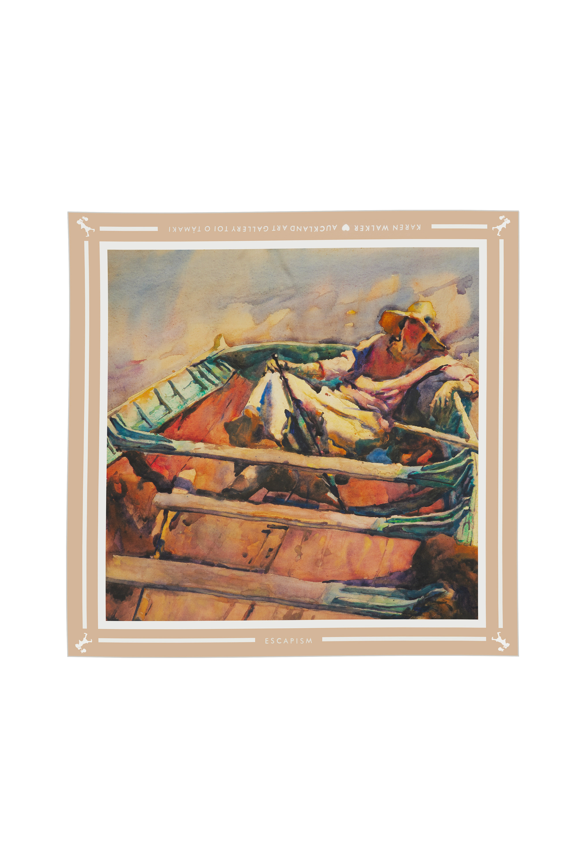 <p>Maud Sherwood Girl in the Boat. RRP $145, 100% Silk Twill, 90 x 90cm</p>