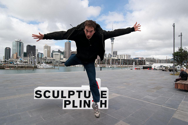 <p>The plinth was the perfect place for leaping...</p>
