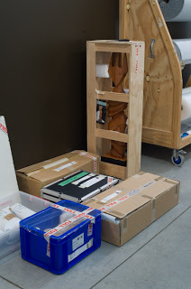 <p>Sculptures in their specially made crates (thanks to the&nbsp;preparators).</p>
