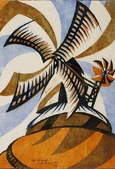 <p>Sybil Andrews<br />
The Windmill&nbsp;1930<br />
linocut</p>