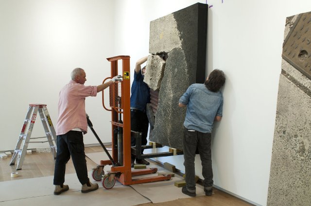 <p>2011:&nbsp;<a href="http://www.aucklandartgallery.com/whats-on/exhibition/whizz-bang-pop">Whizz Bang Pop</a>. Installing the Boyle Family&rsquo;s&nbsp;<a href="http://www.aucklandartgallery.com/explore-art-and-ideas/artwork/7359/the-gisborne-triptych">The Gisborne Triptych</a>, 1990 in the Parkview Gallery.</p>