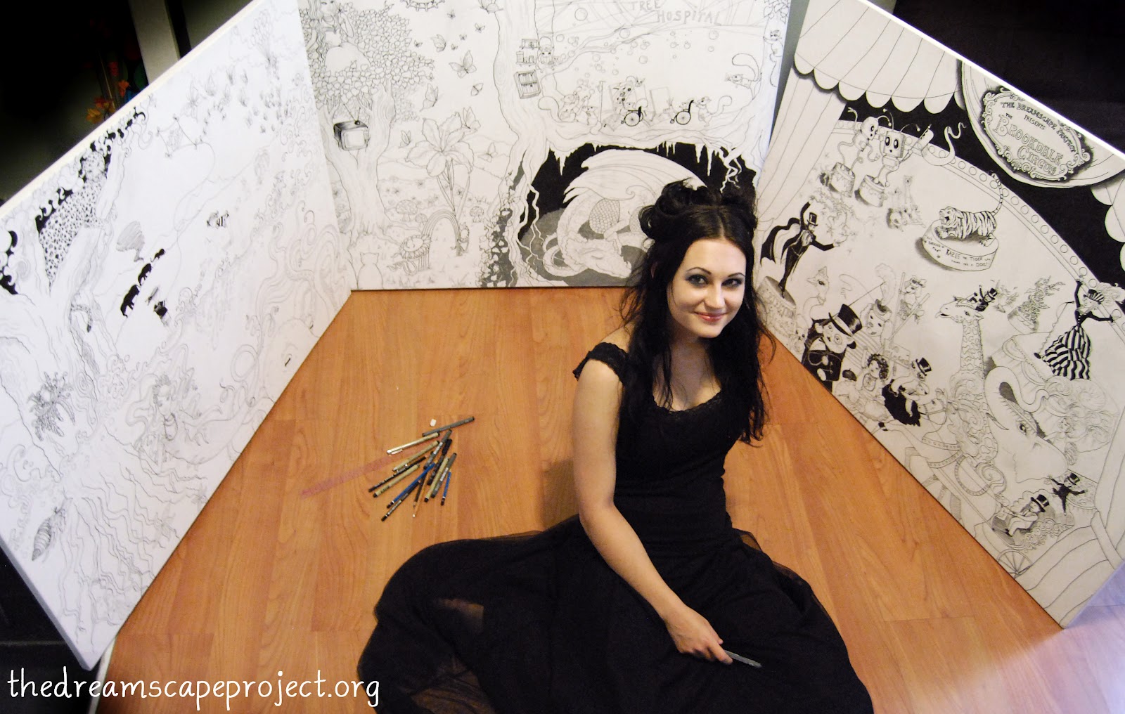 <p>Me with the three artworks I made for Brookdale, using ideas from patients!</p>
