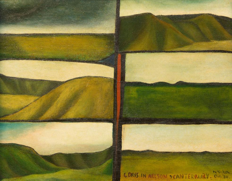 <p><strong>Colin McCahon</strong><br />
<em>Six days in Nelson and Canterbury</em> 1950<br />
Auckland Art Gallery Toi o Tāmaki<br />
gift of Colin McCahon through the Friends of the Auckland Art Gallery, 1978</p>
