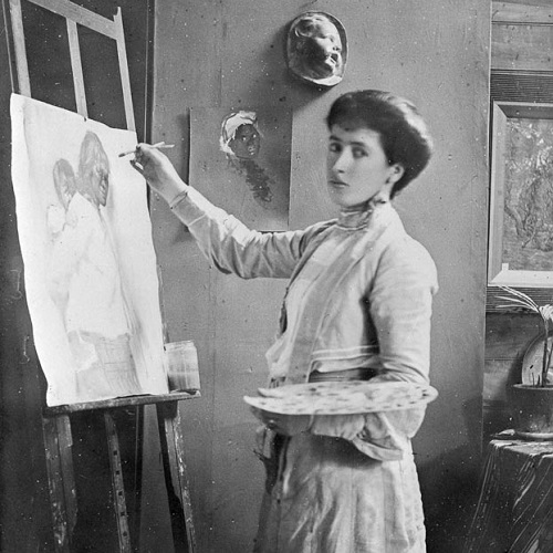 <p><em>Frances Hodgkins in Bowen Street studio</em>, c.1904 photograph E. H. McCormick Papers, E. H. McCormick Research Library, Auckland Art Gallery Toi o Tāmaki, gift of Linda Gill, 2015</p>