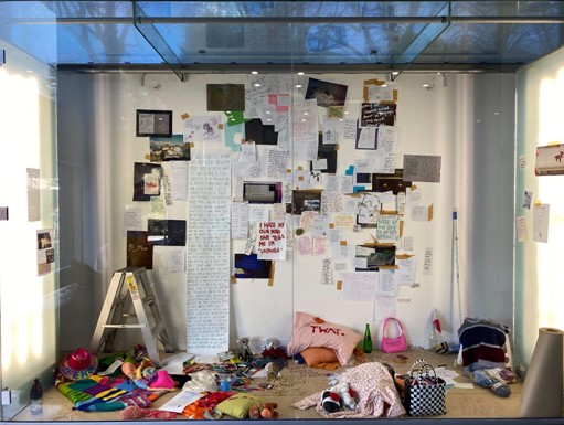<p>Gabbie de Baron, <em>Give Her A Break! She&rsquo;s Petty &amp; Vile &amp; Ugly</em>, 2022, mixed media installation, Window Gallery, University of Auckland, 2022. Image: author&rsquo;s own</p>