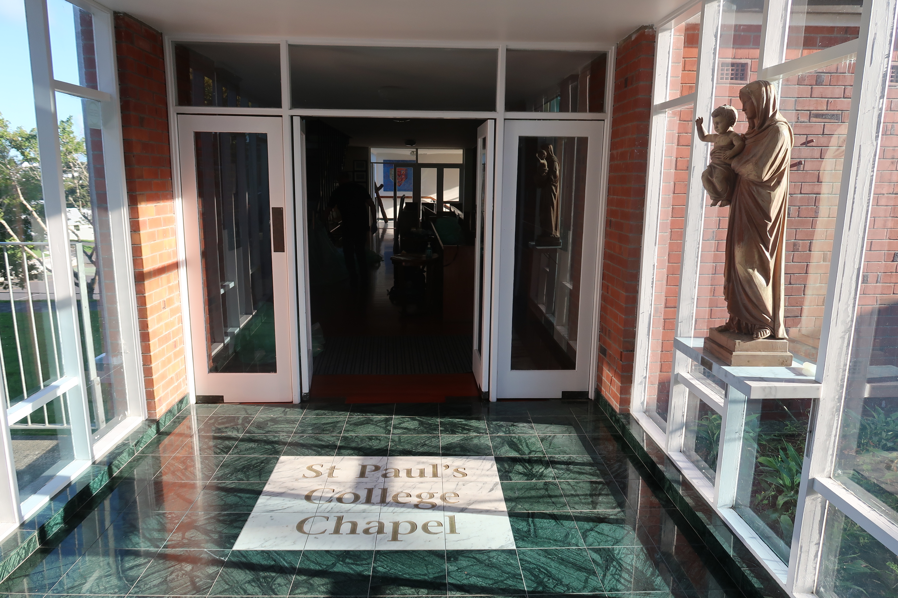 <p>Entrance to chapel at St Paul&#39;s College, Ponsonby, Auckland, February 2022.</p>
