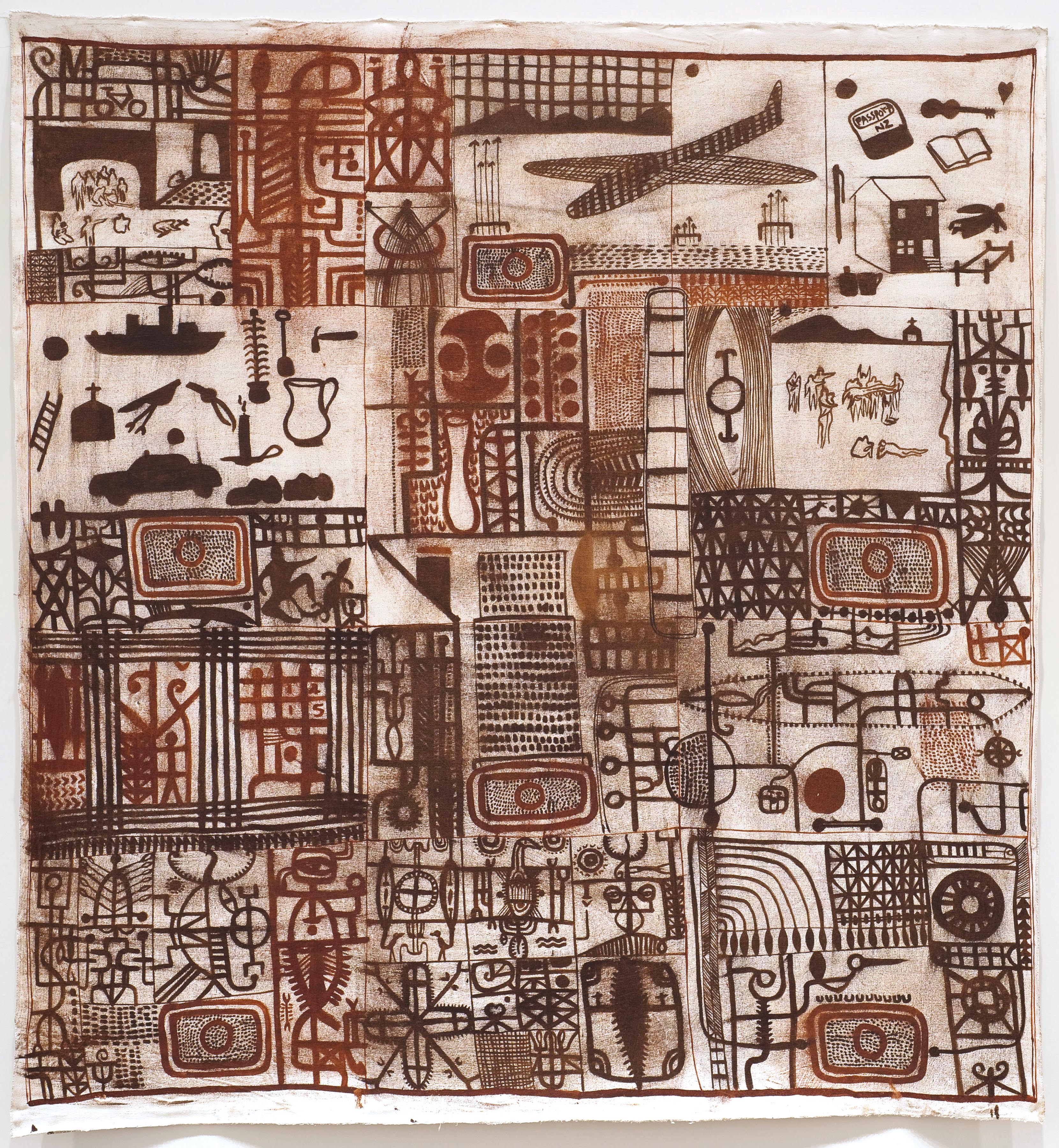<p><strong>John Pule</strong>, <em>Take these with you when you leave,</em> 1998. Chartwell Collection, Auckland Art Gallery Toi o Tāmaki, 1998.</p>
