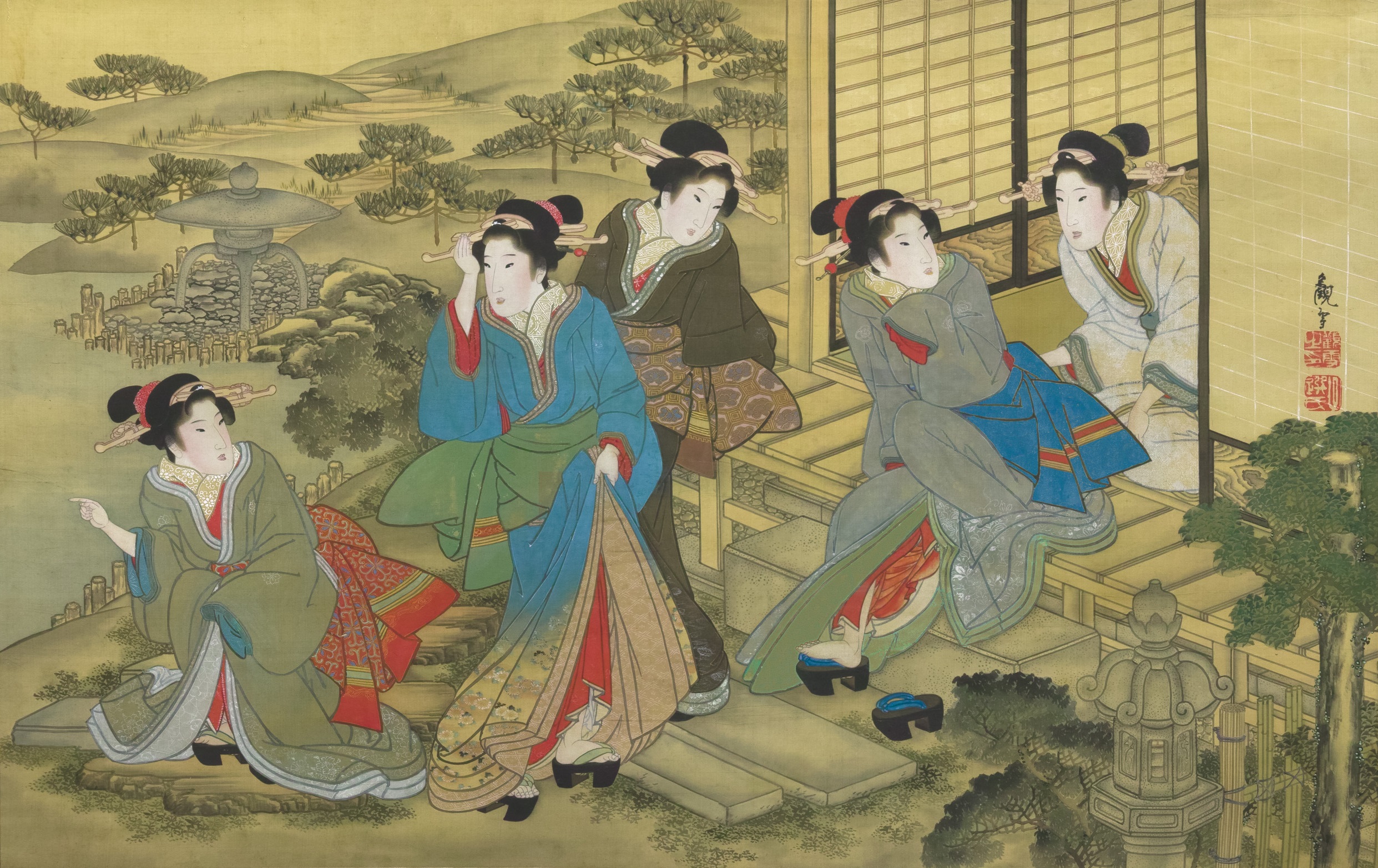 <p>Image: <strong>Kansetsusai Tsukimaro, </strong><em>Five Beauties</em>, circa 1825. Private collection.</p>