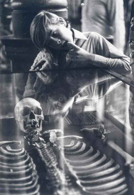 <p>Max Oettli,&nbsp;<em>Boy and Skeleton, The Australian Museum, Sydney</em>, 1972, gelatin silver print,&nbsp;Auckland Art Gallery Toi o Tāmaki, gift of Max Oettli, through the Auckland Art Gallery Foundation, 2018</p>
