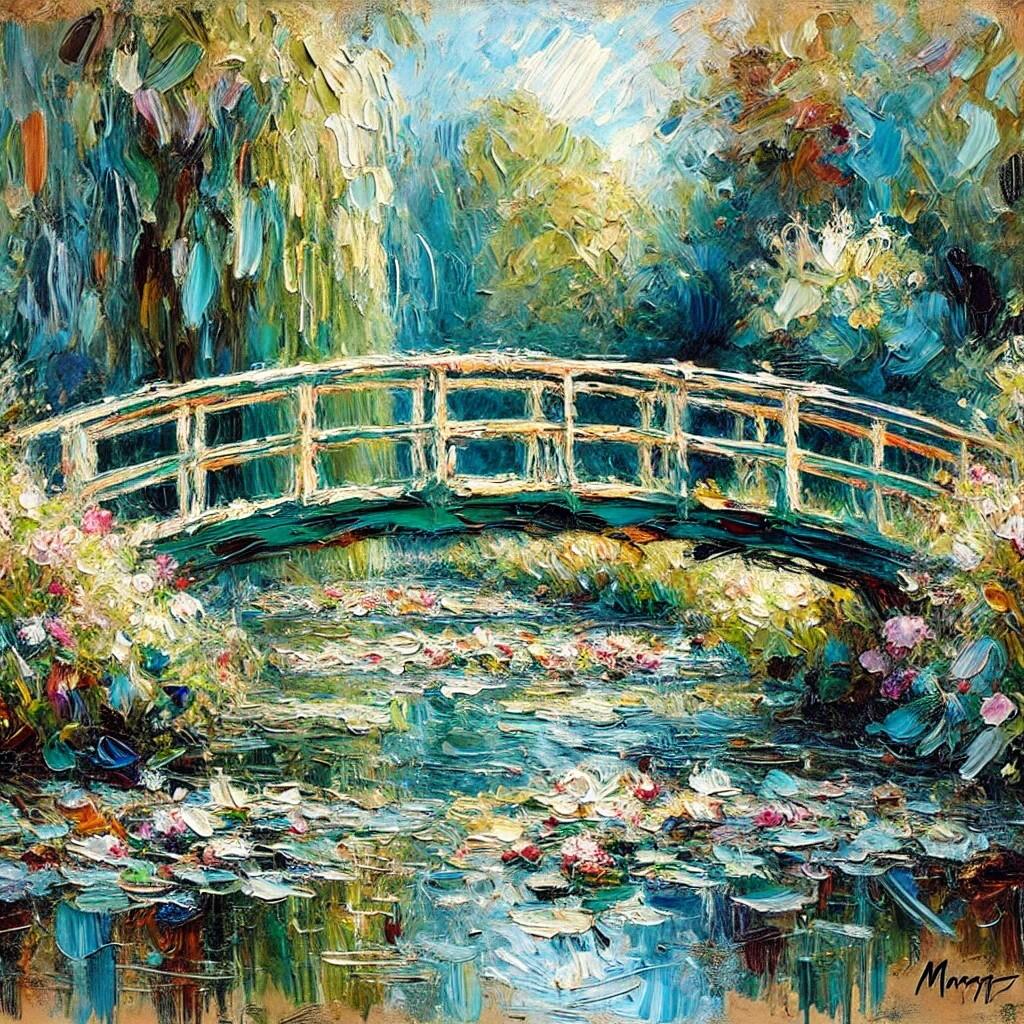 <p>&#39;An impressionist-style painting with extremely loose expressive brushstrokes inspired by Monet&#39;s water garden&#39;, generated by DALL-E</p>
