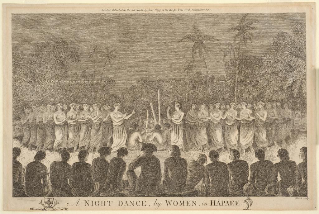 <p><strong>Morris</strong><br />
<em>A Night dance by women, in Hapaee</em> 18th century<br />
Auckland Art Gallery Toi o Tāmaki</p>