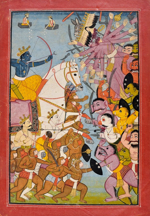 <p><strong>Guler style</strong><br />
Pahari, <em>The Great Battle between Rama and Ravana</em> c1780<br />
National Museum, New Delhi, India</p>
