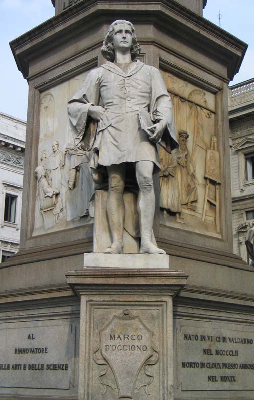 <p><strong>Pietro Magni</strong>&nbsp;<em>Monument to Leonardo da Vinci</em> (detail) 1872, Piazza della Scala, Milan.</p>

