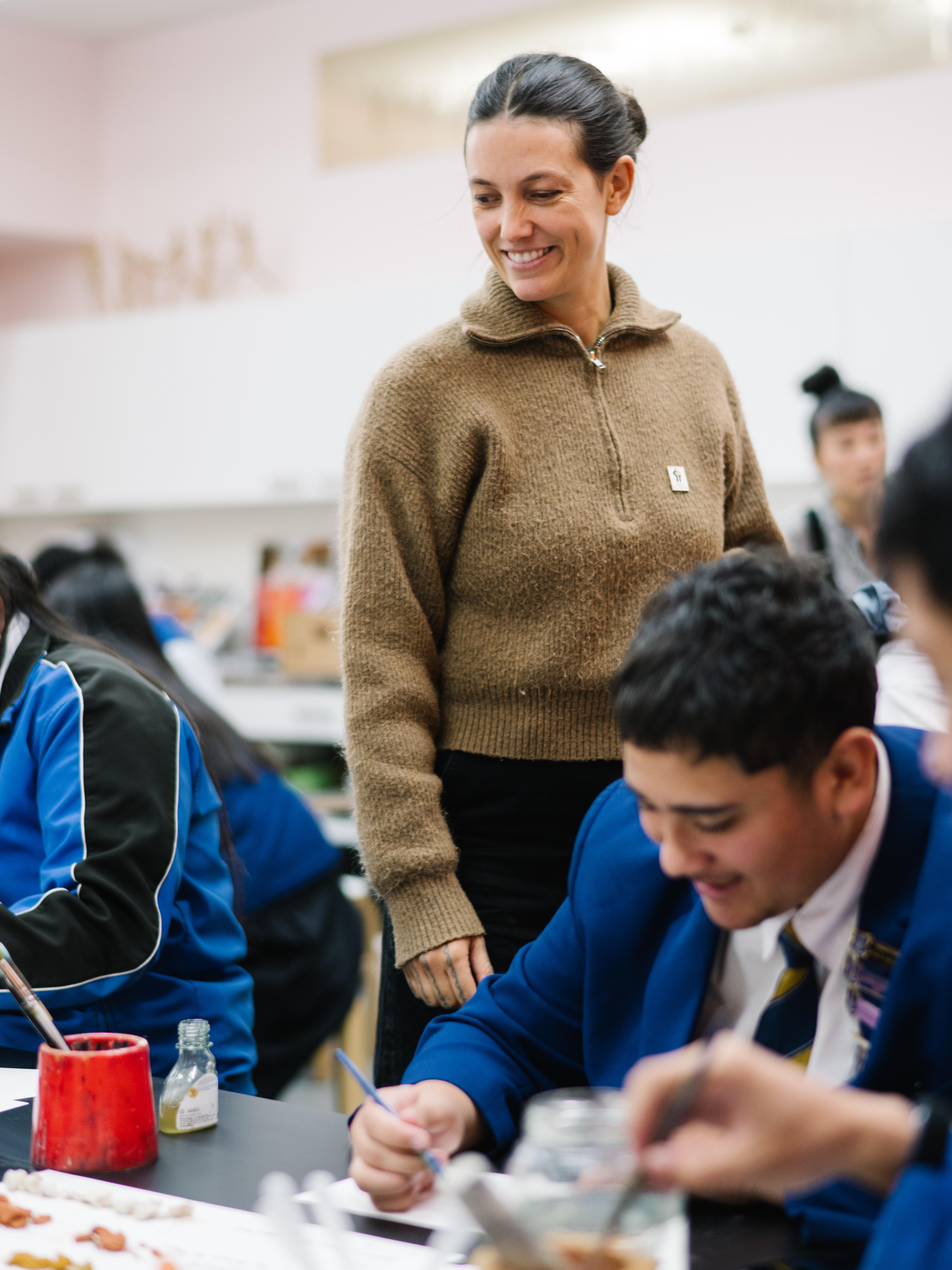 <p>Artist-led workshop with Raukura Turei, 2024</p>