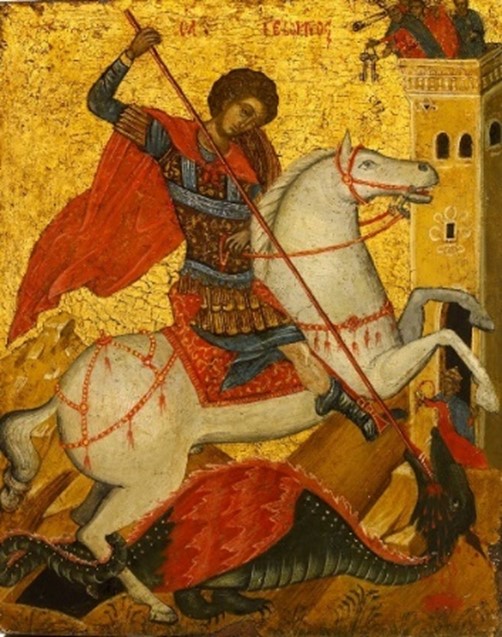 <p>Image credit:&nbsp;<em>Saint George and the Dragon</em>, Crete circa 1500 Egg tempera, gold leaf and gesso on wood Private collection, Canberra&nbsp;</p>