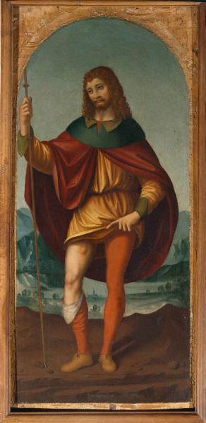 <p><strong>Marco d&rsquo;Oggiono</strong>&nbsp;<em>Saint Roch [San Rocco]</em>&nbsp;c.1520, oil on wood panel, 600 x 276mm, Accademia Carrara, Bergamo.</p>