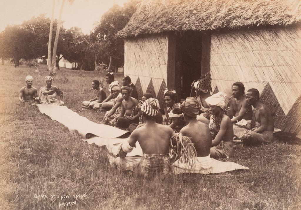 <p>Faiva lafo (performance art of lafo playing)</p>

<p><strong>Thomas Andrew</strong><br />
<em>Game of Lafo, Vavau, Tonga</em> c1895<br />
Auckland Art Gallery Toi o Tāmaki, purchased 1998</p>
