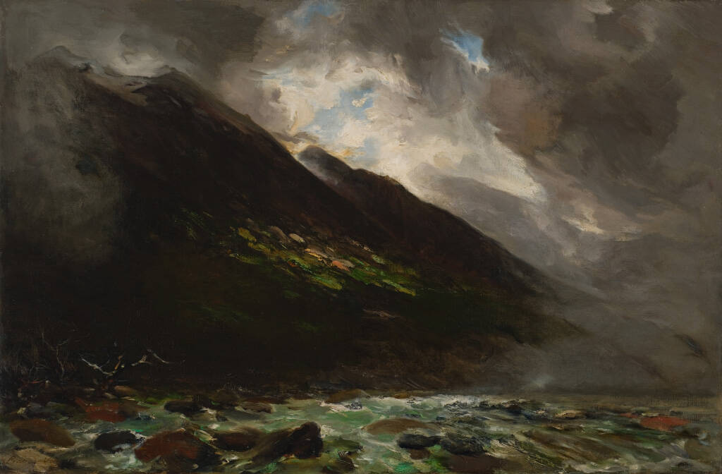 <p>Petrus van der Velden,&nbsp;<em>Mount Rolleston and Otira River</em>, 1893, oil on canvas, Auckland Art Gallery Toi o Tāmaki</p>
