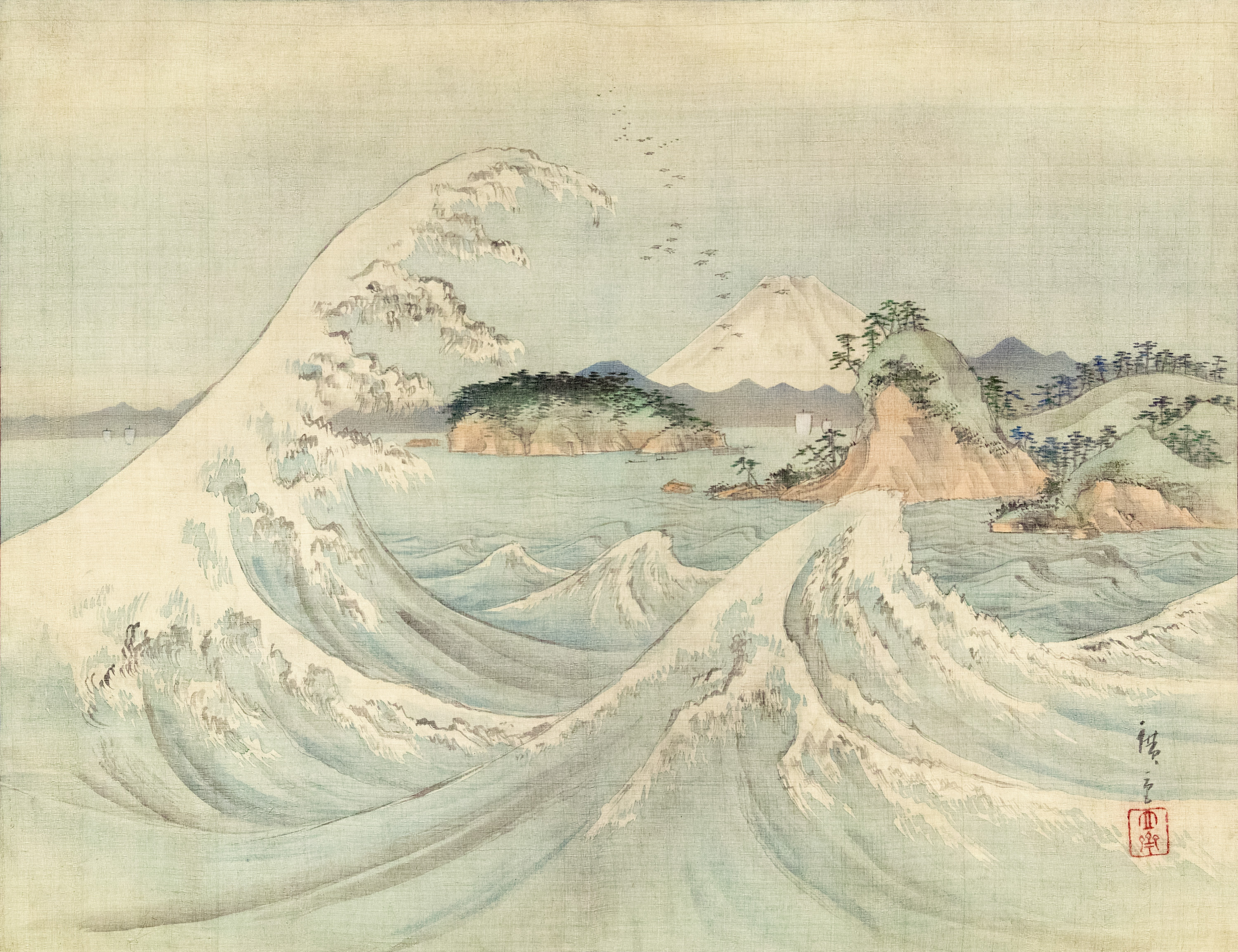 <p><strong>Utagawa Hiroshige</strong>, <em>Great Waves of Sōshū Shichiriga-hama</em>, circa 1847, Private Collection.</p>
