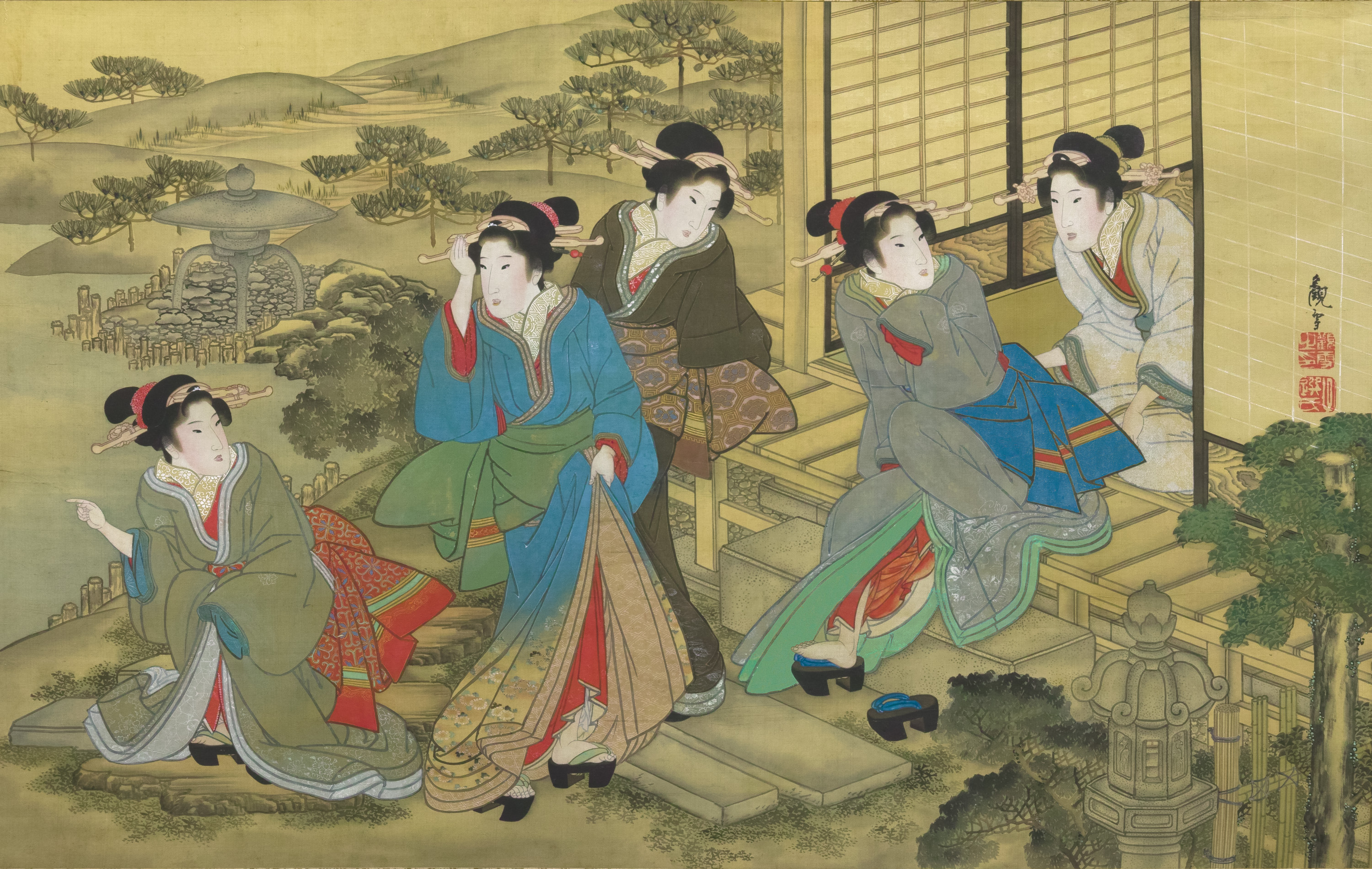 <p><strong>Kansetsusai Tsukimaro</strong>, <em>Five Beauties</em>, circa 1825, Private Collection.</p>
