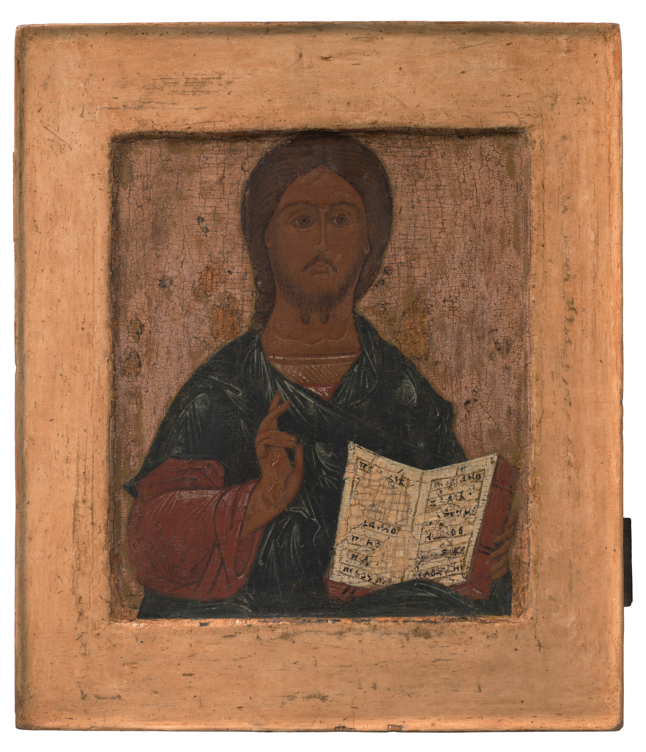 <p><em>Christ Pantocrator</em>, Russia, Novgorod, early 17th century, tempera and gesso on linen over wood, private collection, Canberra</p>