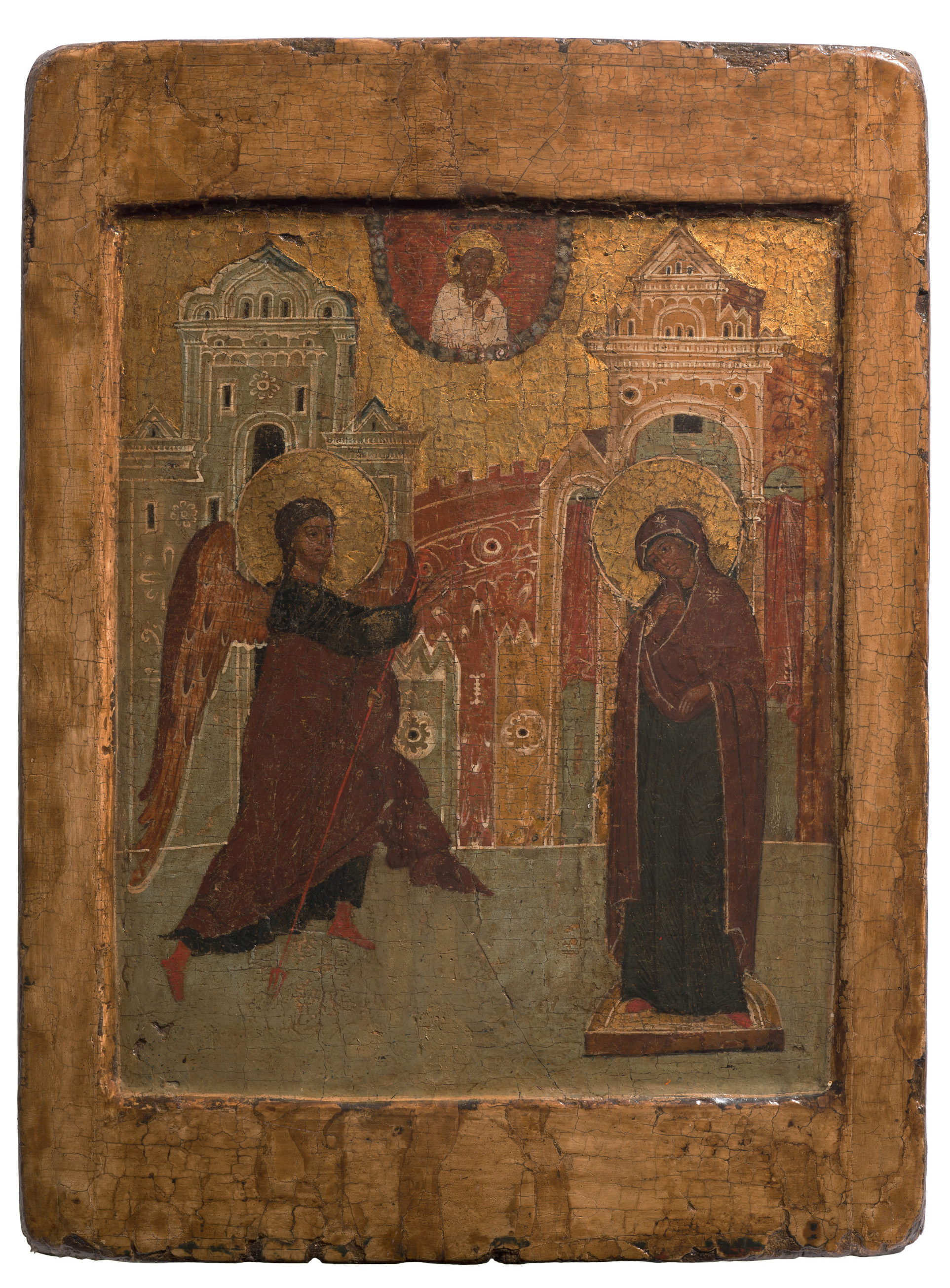 <p><em>Annunciation</em>, Russia, late 17th century, egg tempera and gesso on linen over wood, private collection, Canberra</p>