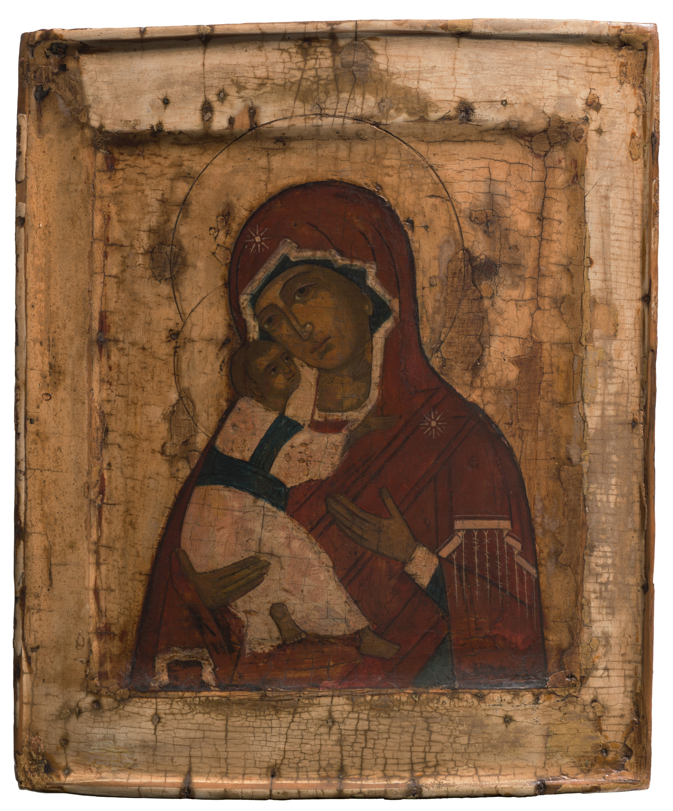 <p><em>Mother of God Vladimirskaya</em>, Russia, mid 17th century, egg tempera and gesso on linen over wood, private collection, Canberra</p>