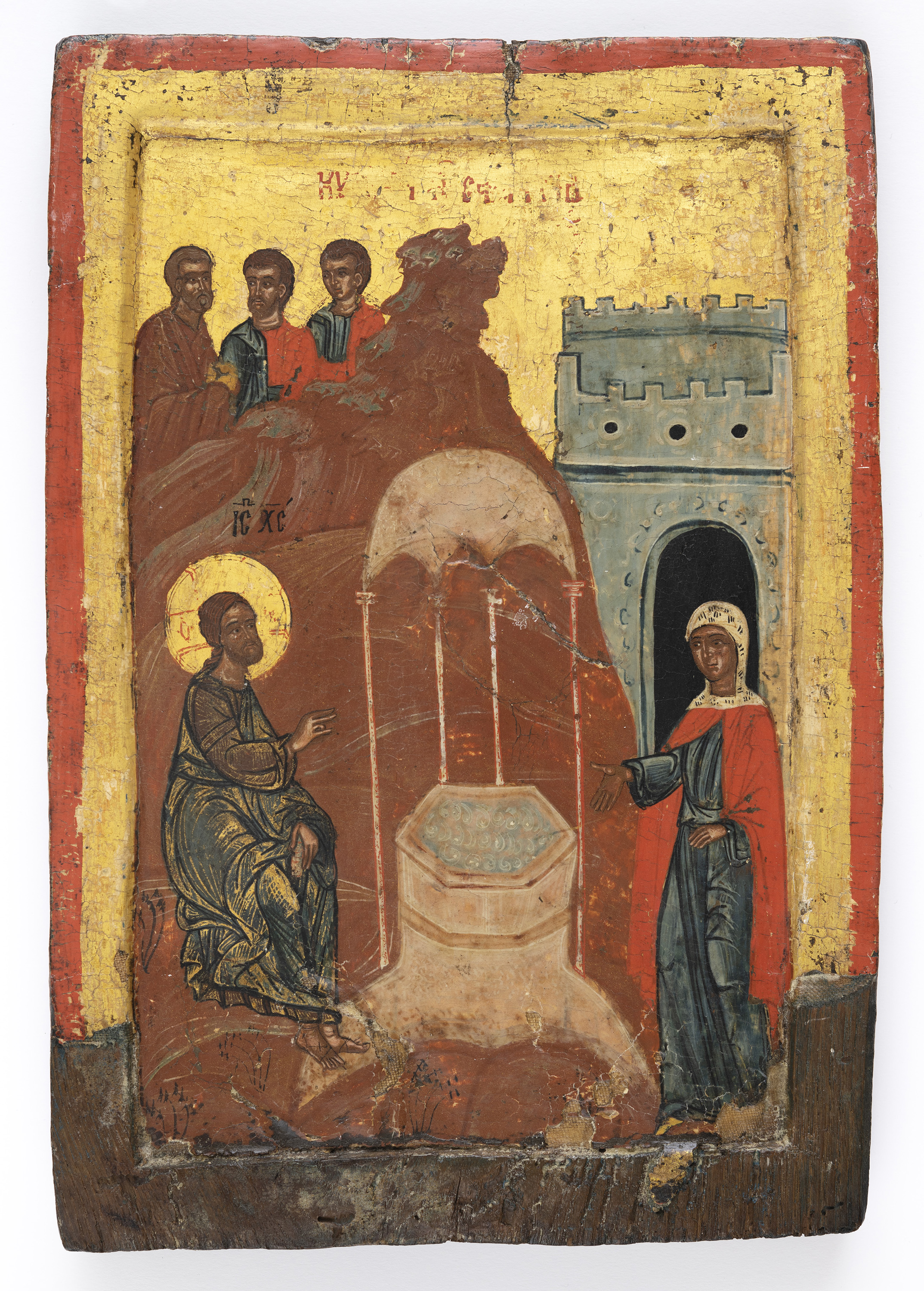 <p>Christ and the Samaritan Woman at the Fountain, 16th century<br />
Greece<br />
egg tempera, gold leaf and gesso on wood<br />
295 x 200 mm<br />
on loan from a private collection, Canberra</p>

