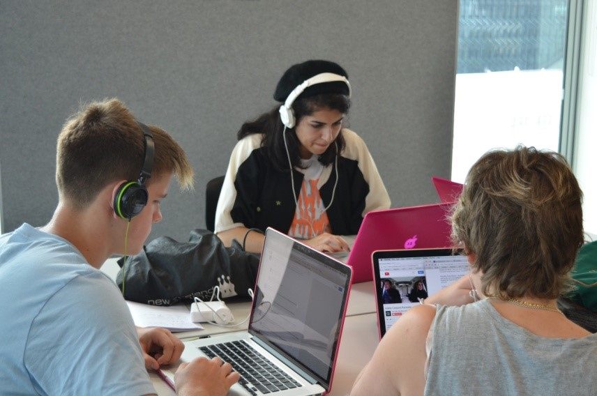 <p>Interns syncing their audio and video content</p>