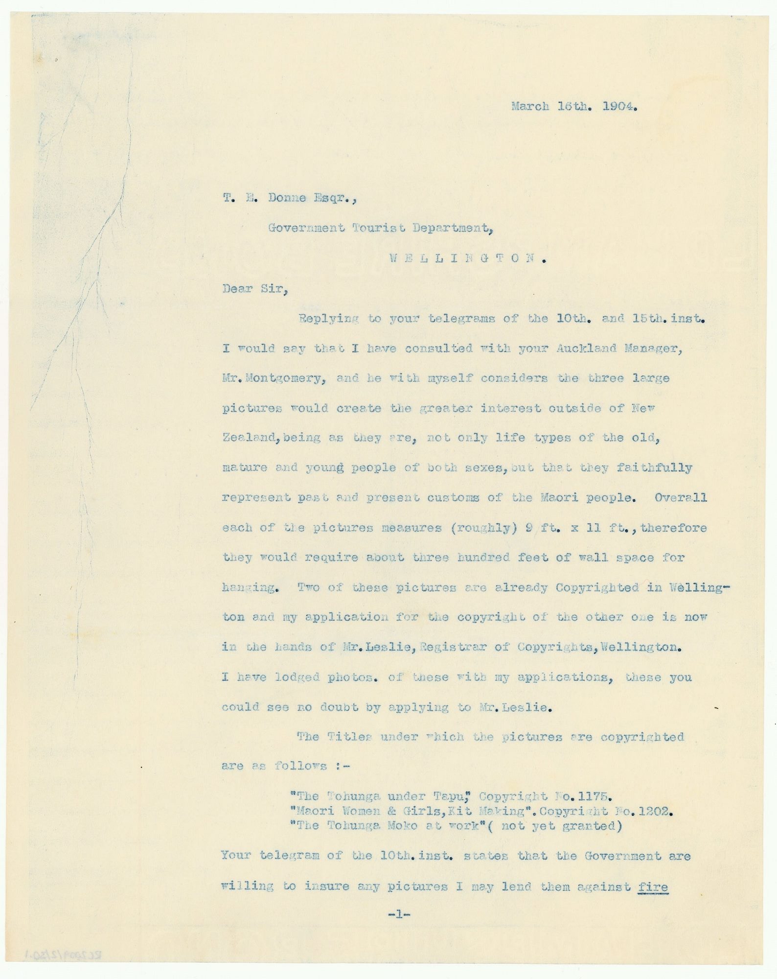 Letter to T E Donne from Henry Partridge
