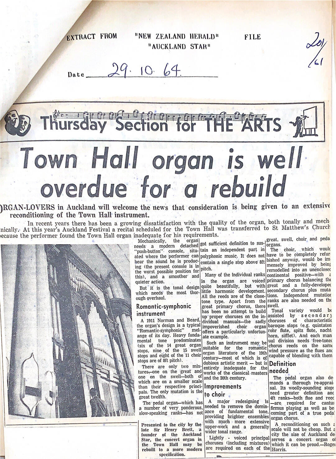<p>Article from the Auckland Star, published 29 October 1964 | Auckland City Council Archives ACC 201/61</p>
