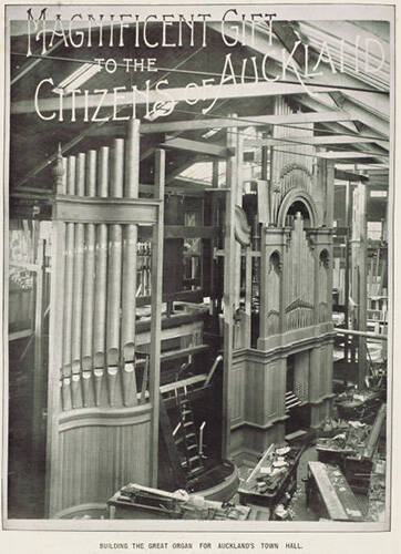 <p>&quot;Magnificent Gift to the Citizens of Auckland: Building the great organ for Auckland&#39;s town hall.&quot; Photo of the organ components which have been built in Britain. February 2011 | Auckland Libraries Heritage Collections NZG-19110215-0018-01</p>

