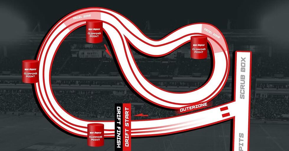 Image showing track layout for D1NZ Round 3 racing at Go Media Stadium