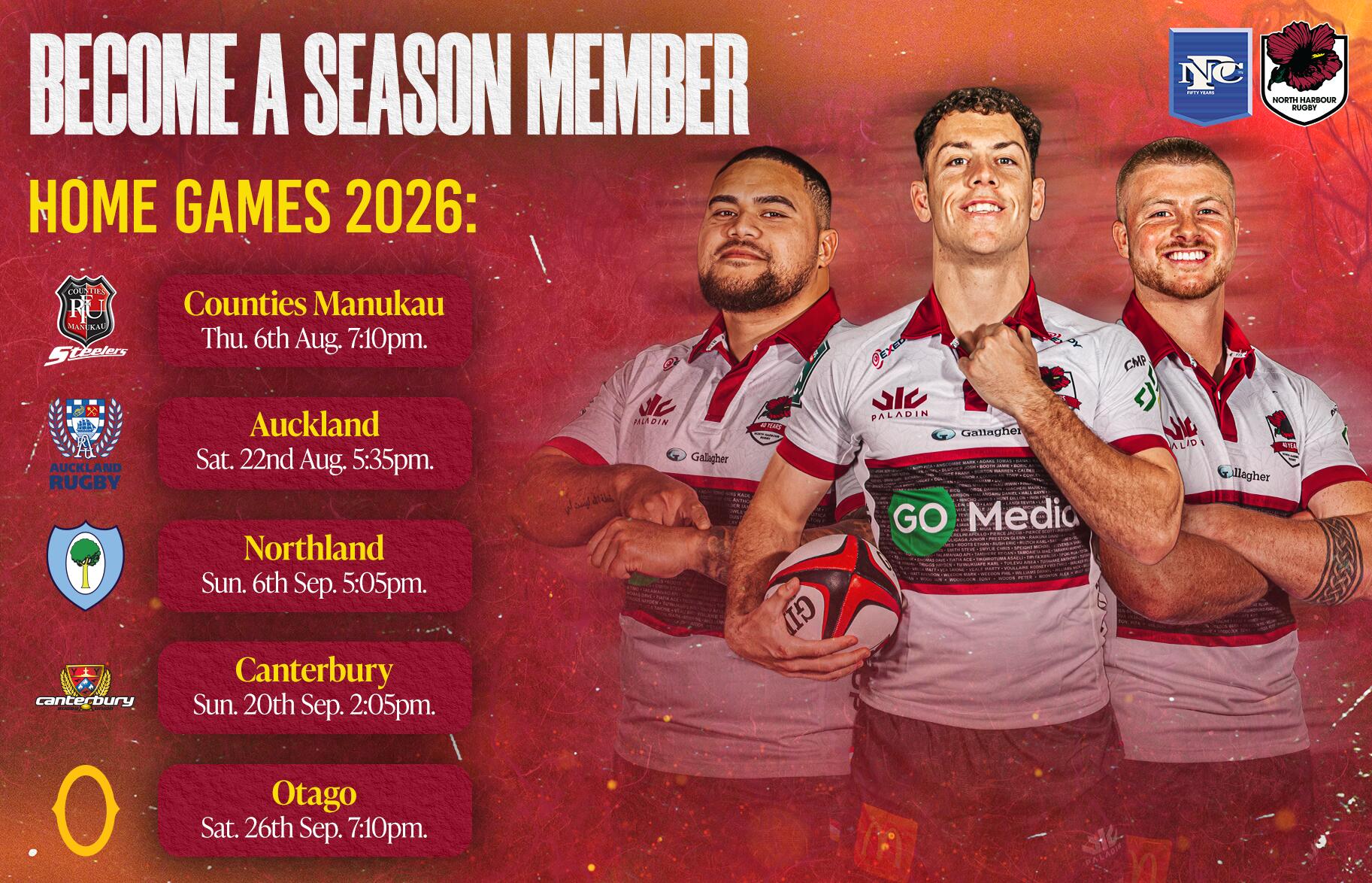North Harbour Rugby 2026 Home Season 