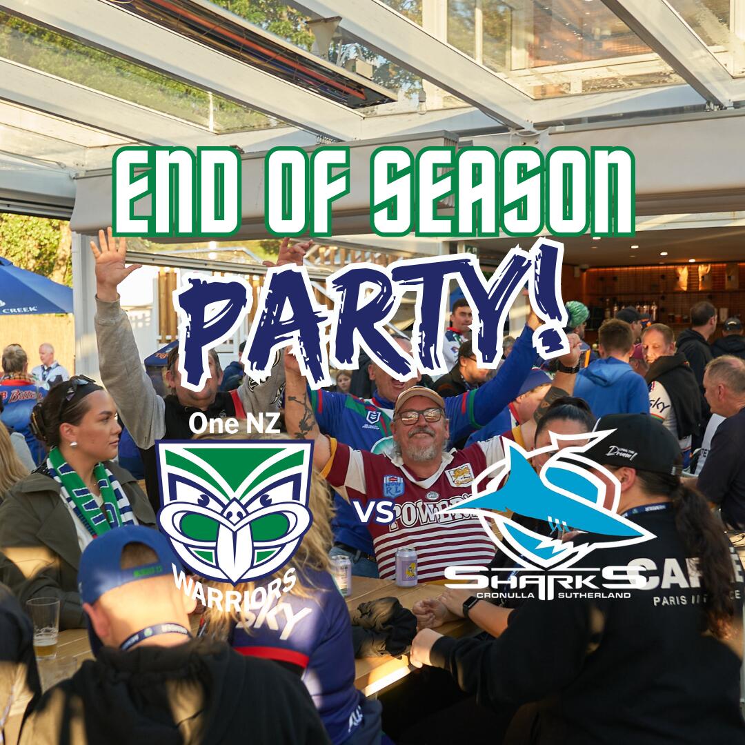 Warriors vs Sharks - END OF SEASON PARTY